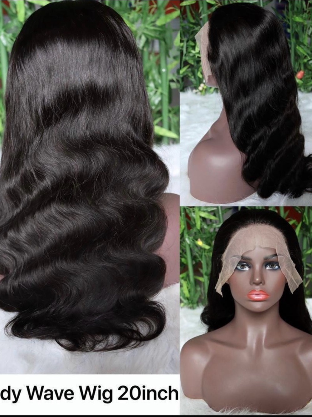 Natural Body Wave Lace Front Wig - 20 Inch, Black